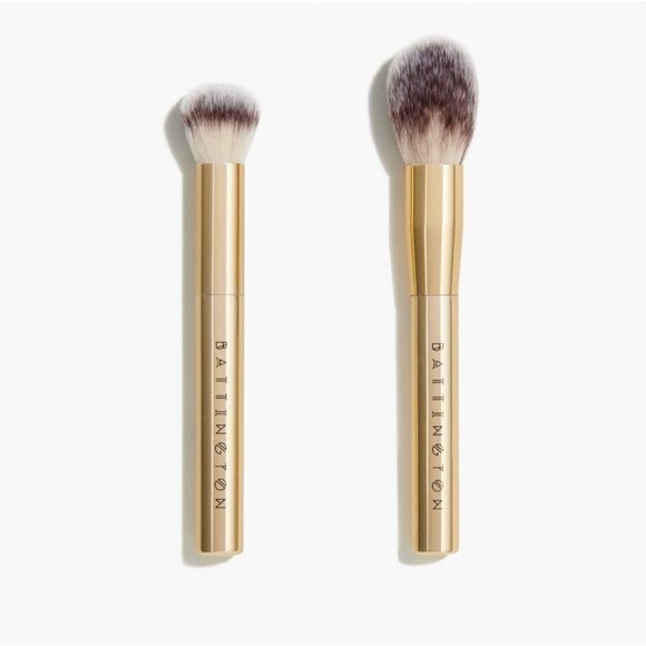 Battington Beauty BNIB Gold High Performance Vegan Powder and Contour Brush Set - Picture 1 of 6